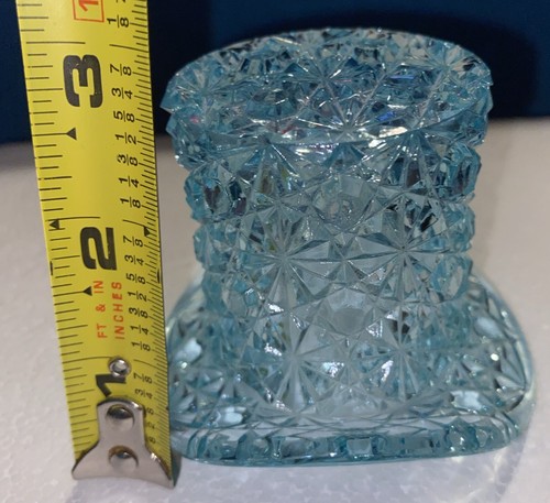 Gänseblümchen & Knopf türkis Aqua Glas Zylinder Hut Zahnstocher Halter - Bild 6 von 10
