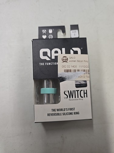 QALO Women's Switch Reversible Silicone Wedding Ring Size 5 Aqua And Marble