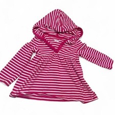 VTG babyGap Striped Hooded Tunic Dress 2T Pink Knit Empire Waist Y2K 0609
