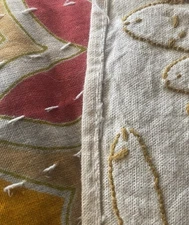 OTOMI PUEBLA MEXICO EMBROIDERY TEXTILE, Monochromatic, 16.5” X 13.5” Authentic