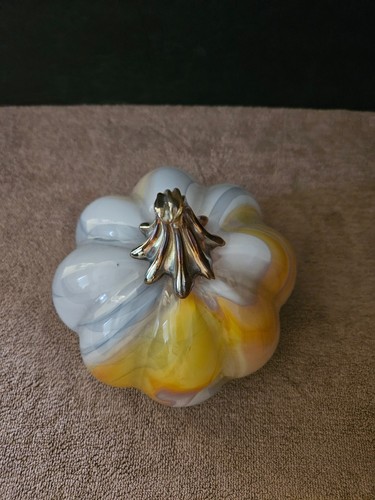 GRAN CRISTAL ARTÍSTICO FIRMADO MULTICOLOR CARNAVAL CALABAZA 6 1/2" por 6 1/2" EXCELENTE - Imagen 6 de 8