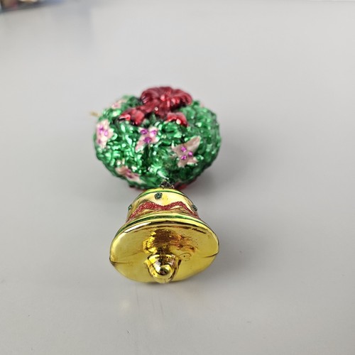 Thomas Pacconi Kranz mundgeblasenes Glas Ornament mit Baumeln Glocke Weihnachtsschmuck  - Bild 3 von 9