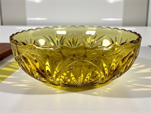 Vintage Anchor Hocking Glas Servierschale Schale Medaillon Stern Kamee Bernstein 8" - Bild 1 von 8