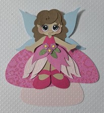 Fairy Sitting On Mushroom Brown Hair. Scrapbook, Card Making Paper Piecing