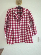 Pomander Place Tuckernuck Top Women Size Large Apple Red Gingham Scarlett Button