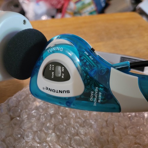 Suntone AM FM Radio Headphones Translucent Blue Brand New Rare - Picture 2 of 7