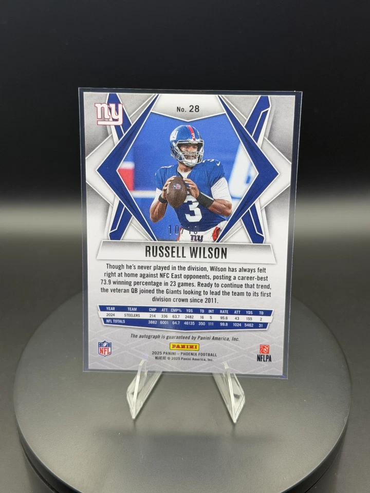 2025 Panini Phoenix Рассел Уилсон золото авто #10/10 Bookend! Future HOF - Изображение 2 из 2