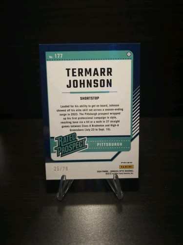2024 Donruss Optic Rated Prospects Pink Velocity Prizm /79 Termarr Johnson #177 - Bild 2 von 2