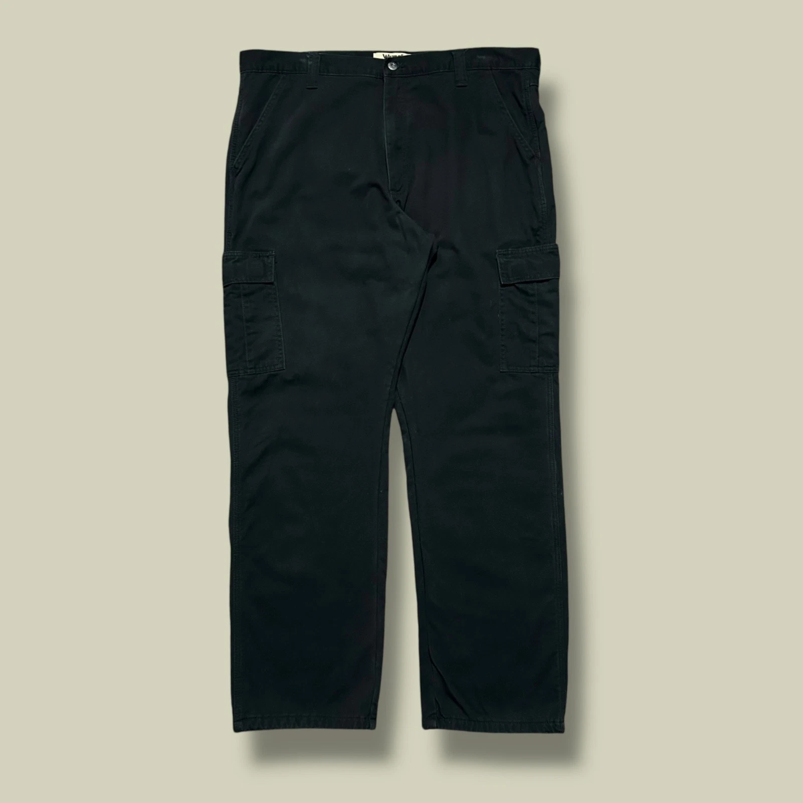 Vtg Wrangler Cargo Pants Fleece Lined y2k Black 39x32 Workwear