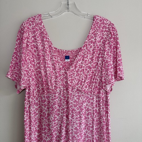 Old Navy Womens Waist Defined Short Sleeve Pink Ditsy Floral Dress Size Large - Picture 4 of 9