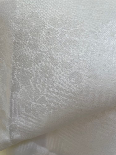 TEXTILE Vintage Mid Century Modern 70s Damask Linen Tablecloth Soviet NEW w TAG - Picture 2 of 3