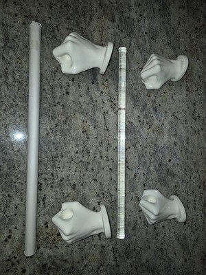 Vintage 1970s Nancy Funk Ceramic Hand Towel Bar Set   White Pop Art Fists