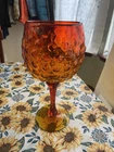 VERY RARE MCM Blenko Glass Vineyard Bubble 12" Amberina Goblet Wayne Husted