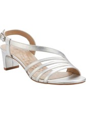 WALKING CRADLES Womens Silver Lettie Toe Block Heel Leather Heeled Sandal 4 M