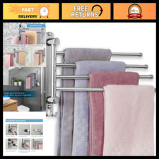 4-Arm Swivel Towel Rack - Wall Mounted SUS304 Stainless Steel Space Saver for Ba
