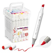 36 Colors Alcohol Markers Brush and Chisel Dual Tip, Coloring Alcohol Markers...