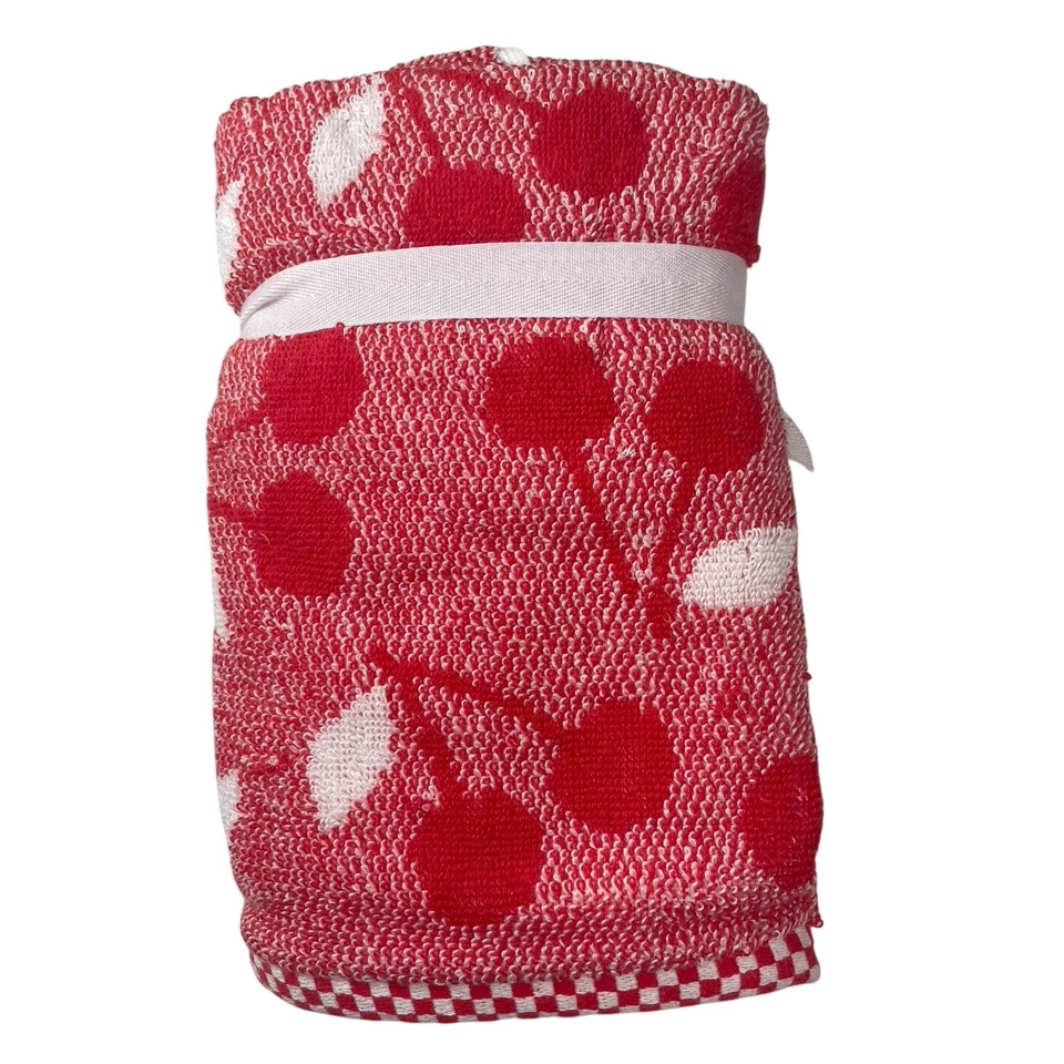 Juego de 2 toallas de mano Deborah Connolly cerezas sobre rizo rojo NUEVO Foto 2 de 4