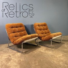 Sling Brown Corduroy Lounge Chair Mid Century Vintage Retro MCM