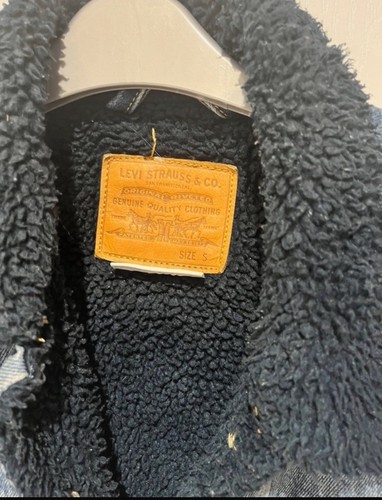 Levi’s Denim Sherpa Jacket - Navy Lining - Unisex Small - Picture 3 of 7
