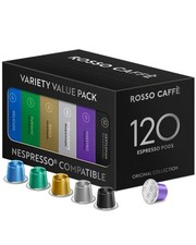 ROSSO CAFFÈ 120 Nespresso Machine Compatible Capsules Variety Pack 6 Flavours 0.36 per lighter
