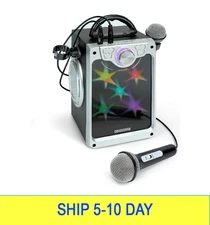 Croove Rechargeable Karaoke Machine For Kids - Incl. 2 Microphones with Flashing