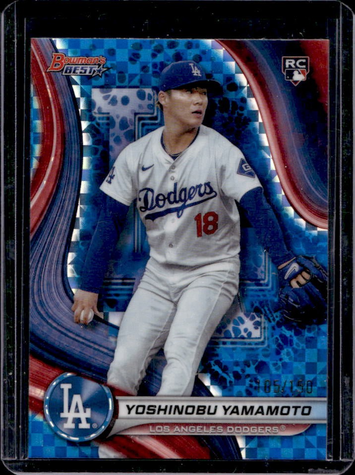 2024 Bowman's Best Yoshinobu Yamamoto RC Blue X-Fractor Rookie #105/150 Dodgers