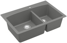Karran USA QT-711 Quartz QT 33" Drop In Double Basin Quartz - Grey