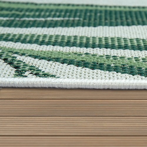 Outdoor Rug Green Beige with Palm Leaf Pattern for Patio Green 3'11" x 5'7"