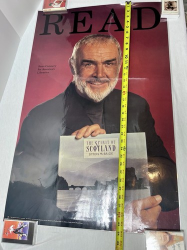 Póster RARO Sean Connery America's Libraries 'LEER' 1992 LAMINADO Simon McBride - Imagen 2 de 9