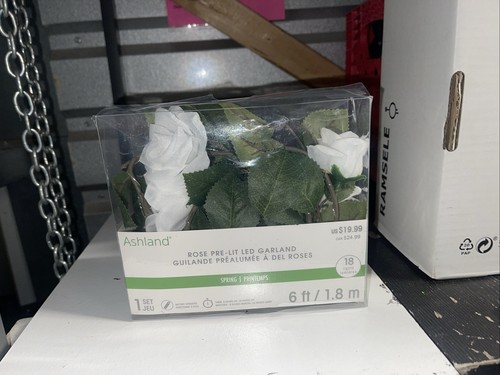 Ashland 6 ft Spring Rose Pre-lit LED Garland Brand NEW