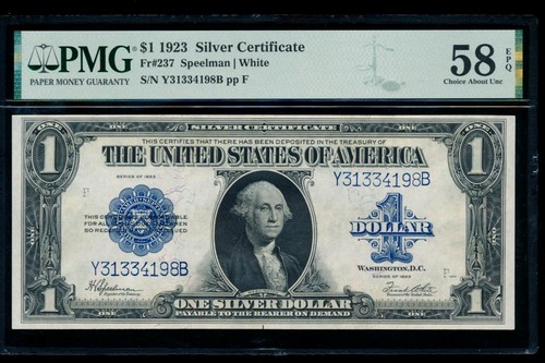 AC Fr 237 1923 $1 Silver Certificate PMG 58 EPQ - Picture 1 of 2