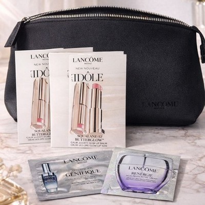 Lancôme Luxury Travel Set   Cosmetic Bag + Skincare & Lip Samples | NEW