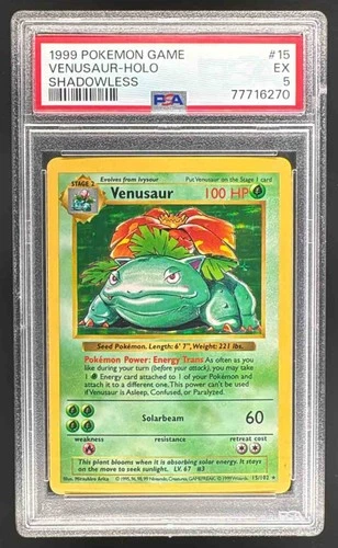 1999 Pokemon Game 15 Venusaur Holo Shadowless PSA 5 EX 77716270