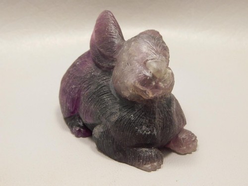 Rabbit Figurine Gemstone Animal Carving Purple Fluorite #O104 - Picture 3 of 12