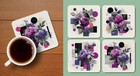 Four Neoprene Drink Coasters - Abstract Rose Geometry Coasters