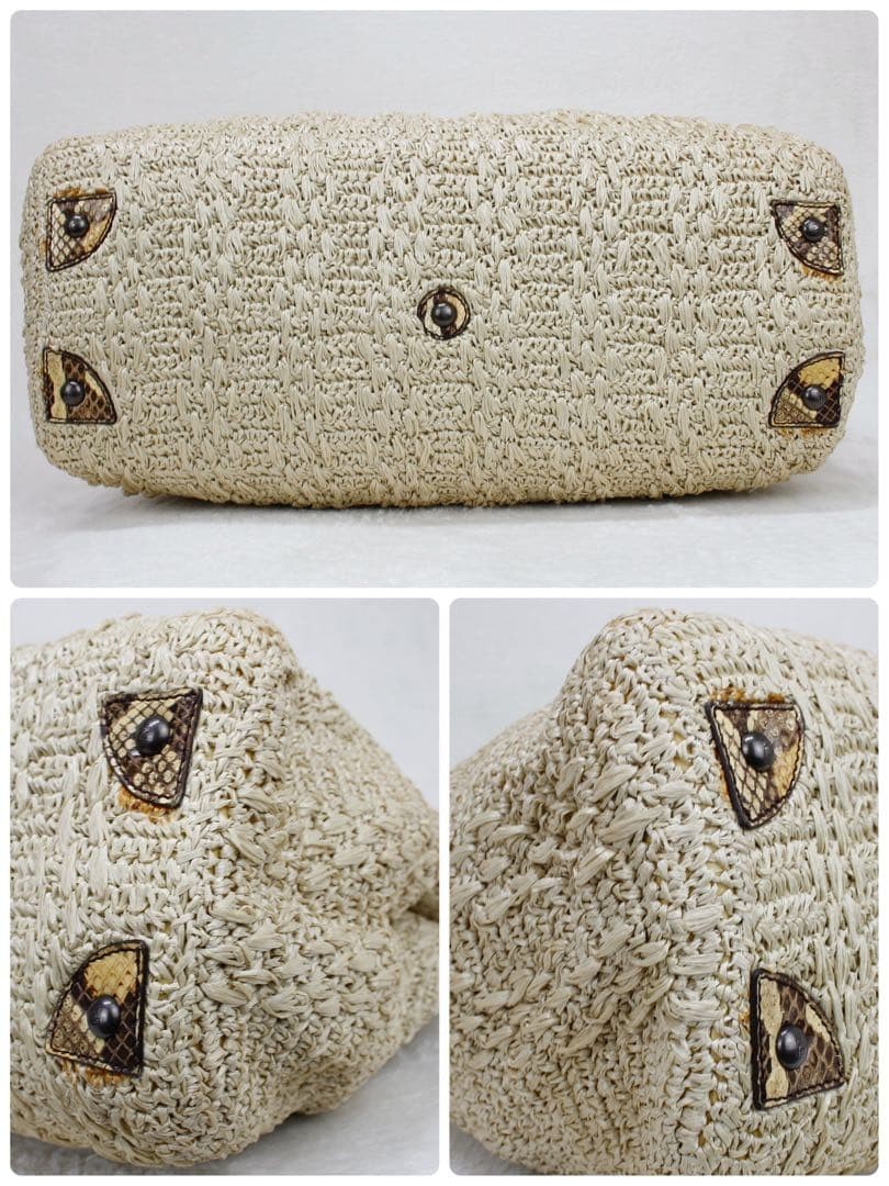 Fendi Peekaboo Straw Python Pattern Handbag 2way - image 7