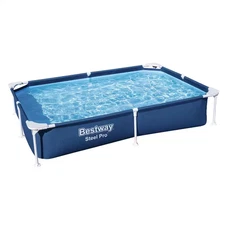 Rectangular Frame Swimming Pool Above Ground with Drain Valve 7 ft. x 5 ft. Blue