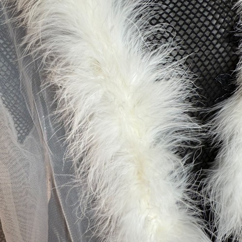 Kikiriki FeatherTrimmed Sheer Mesh Wide Sleeve Long Robe Size Small Off White NW - Picture 5 of 8