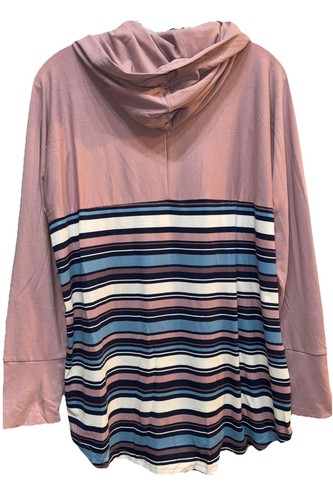 NUEVO CON ETIQUETAS LuLaRoe Grande Malva Azul Marino Blanco Rayas Tejido Ámbar Sudadera con Capucha - Imagen 5 de 8