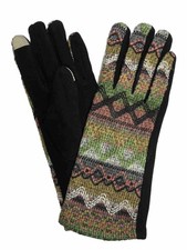 Womens Colorful Green Zigzag Stretch Fit Texting  Tech Touchscreen Gloves