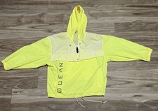 Size S - Vintage 80s 90s Ocean Pacific Windbreaker Jacket Neon Yellow Hoodie