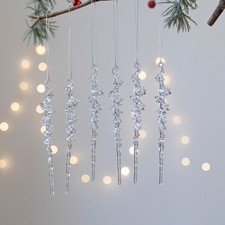 For Christmas Snowflake Pendant Set 6pcs Acrylic Transparent for Tree Ornaments