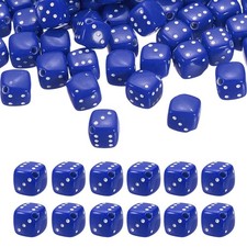 100Pcs Acrylic Dice Bead 8mm/0.3" Cube Dice Charm Beads Solid Intense Blue