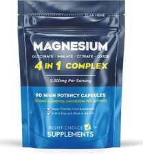 Magnesium Glycinate 4 in 1 Complex - 2000mg Bisglycinate, Malate, Citrate & oxid 1.37 per thousand milligrams