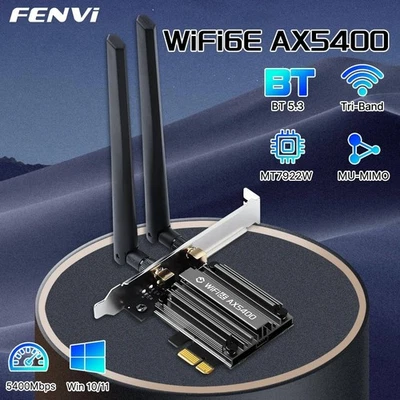BRANDED WiFi 6 PCI-E AX5400 WiFi Card 3000Mbps TRI Band Bluetooth5.2 Network Adapter UK