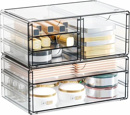 Clear Acrylic Drawer Organizers - 2 Pack with 6 Versatile Stackable Drawers - Bild 8 von 8