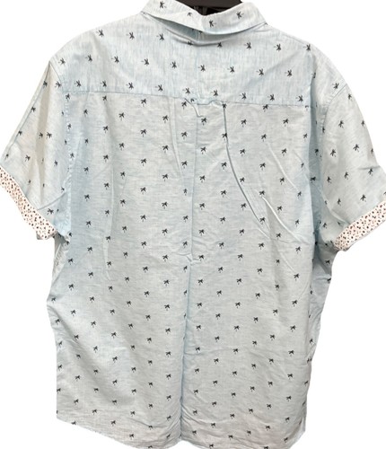 Palm Trees All over Print Baby Blue Shirt Mens XL Resort wear Beach Preppy Party - Picture 6 of 8