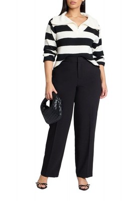 ELOQUII Women's Plus Size The 365 Straight Leg Pant - 24, Black Onyx