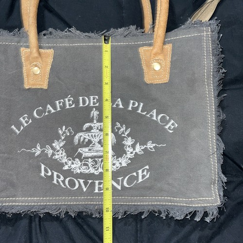 Borsa boho Myra in tela invecchiata con manici in pelle LE CAFE DE LA PLACE PROVINCE. - Foto 16 di 17