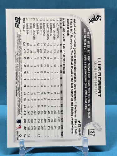 2022 Topps Chrome #137 Luis Robert Pink Refractor Chicago White Sox - Imagen 2 de 2